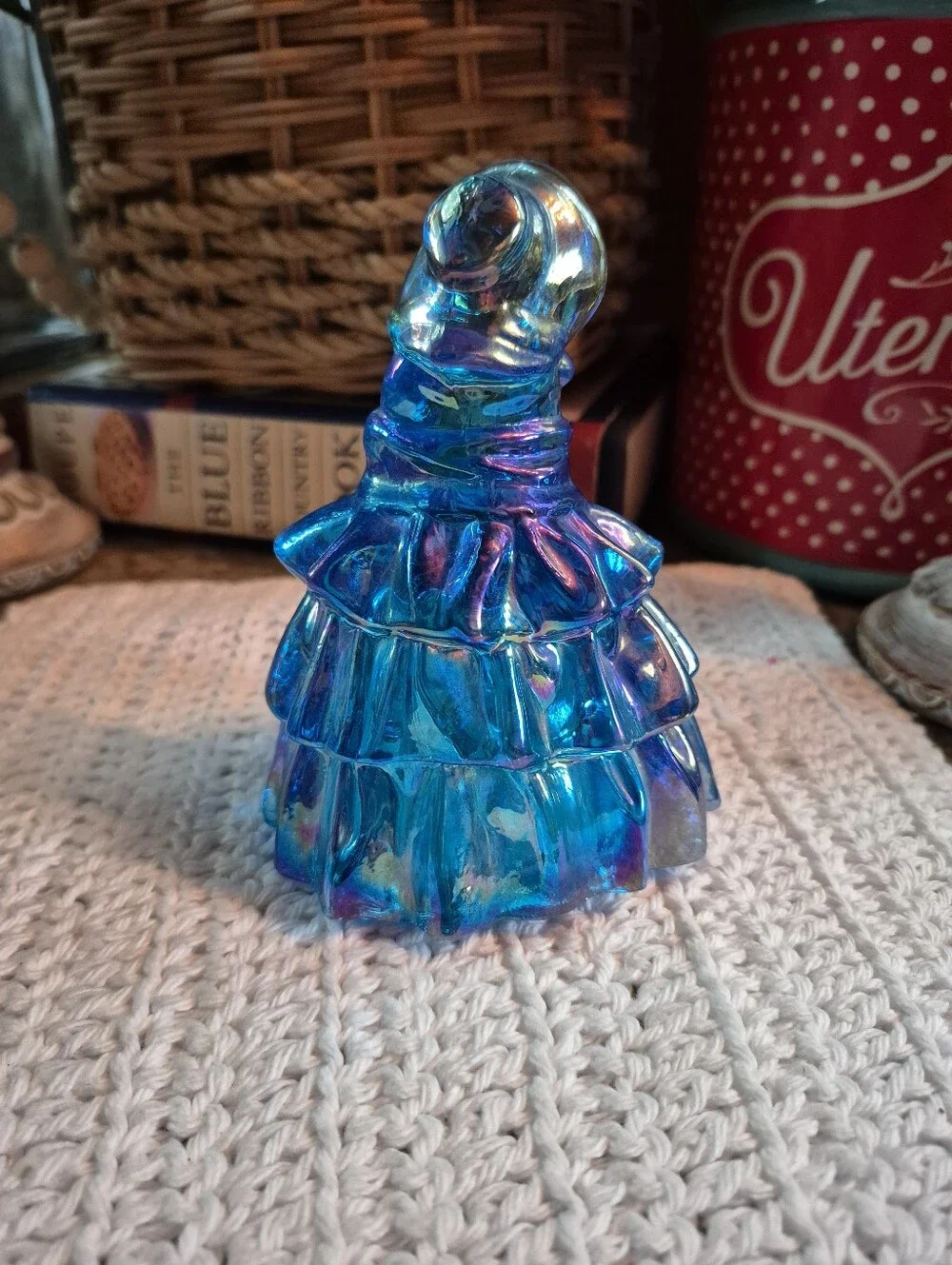 Vintage Blue Carnival Glass ‘Southern Belle’ by Wheaton Glass Figure 5